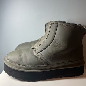 Ugg Neumel green platform zip boots